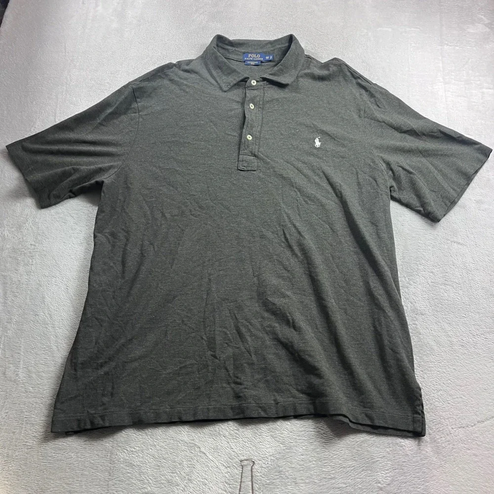 Polo Ralph Lauren Featherweight Mesh Polo Shirt Mens 2XLT Tall Gray Short Sleeve